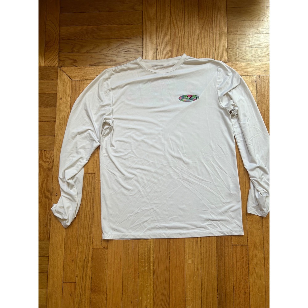 Vineyard Vines Mens Performance Long Sleeve Sun Shirt White Surfboard Logo S